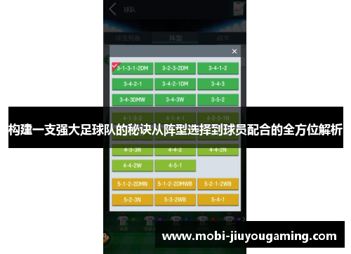 构建一支强大足球队的秘诀从阵型选择到球员配合的全方位解析